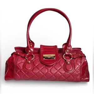 Balenciaga Red Quilted Leather Shoulder Bag Satchel with COA